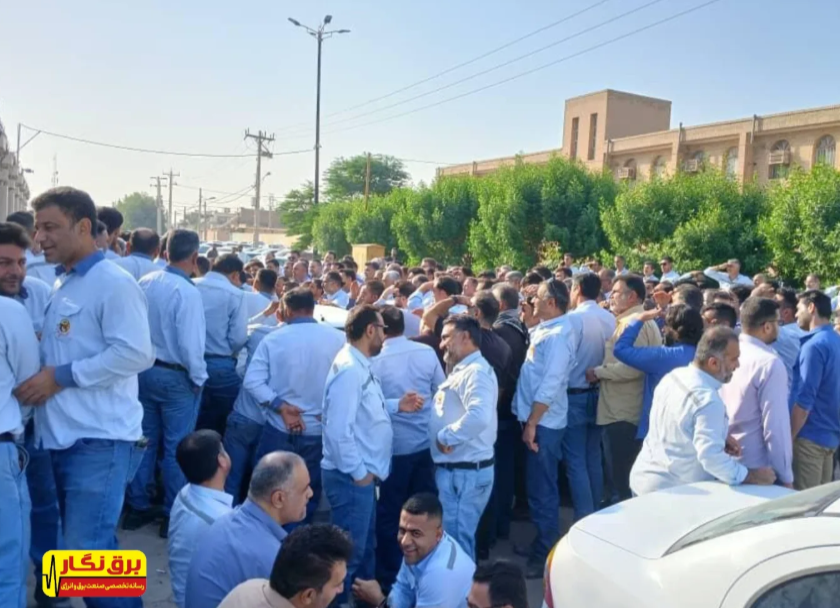 تجمع کارگران توزیع برق اهواز 1 تجمع کارگران توزیع برق اهواز