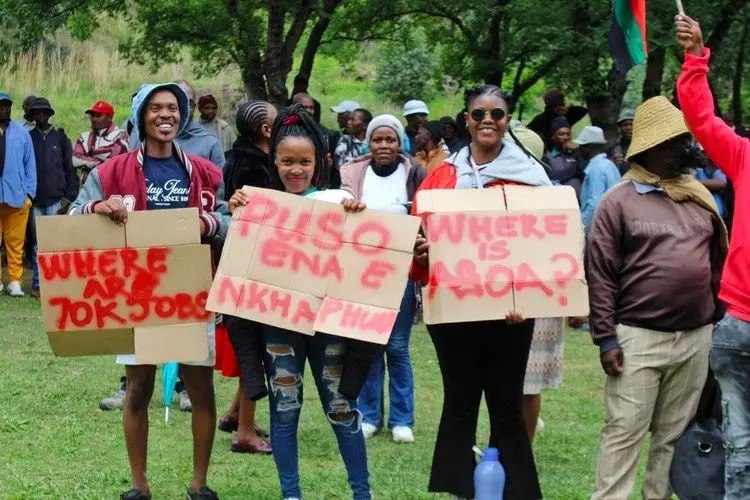 راهپیمایی کارگران زن در ماسرو پایتخت لسوتو