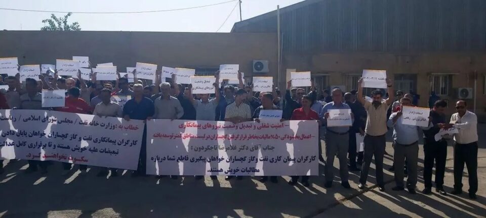 اعتراض و تجمع نیروهای ارکان ثالث نفت در میادین آزادگان 1