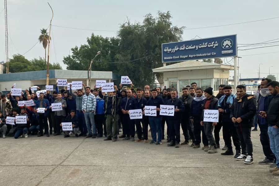 هفتمین روز اعتصاب کارگران قند خاورمیانه شوش