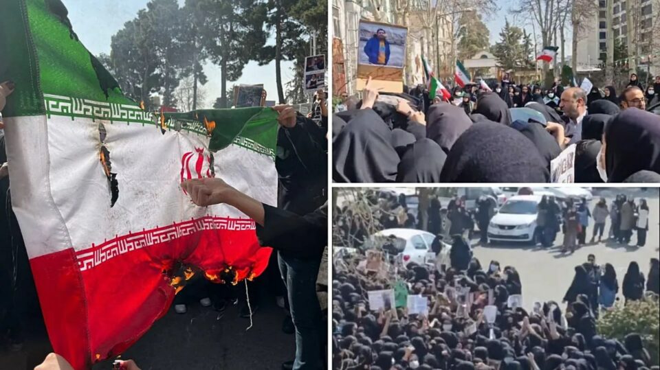 ادامه تجمعات اعتراضی در دانشگاههای ایران با آتشزدن پرچم1