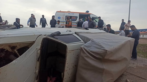 واژگونی اتومبیل حامل کارگران در استان خوزستان