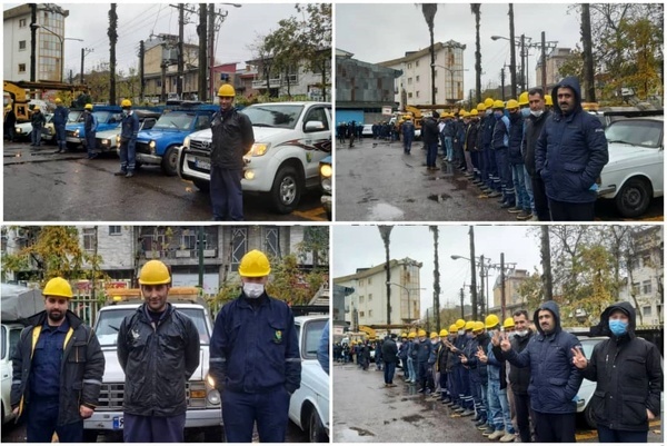 تجمع اعتراضی رانندگان استیجاری توزیع برق گیلان