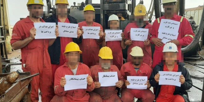 اعتراض کارگران ارکان ثالث شرکت ملی حفاری و مناطق نفت خیز جنوب1 2