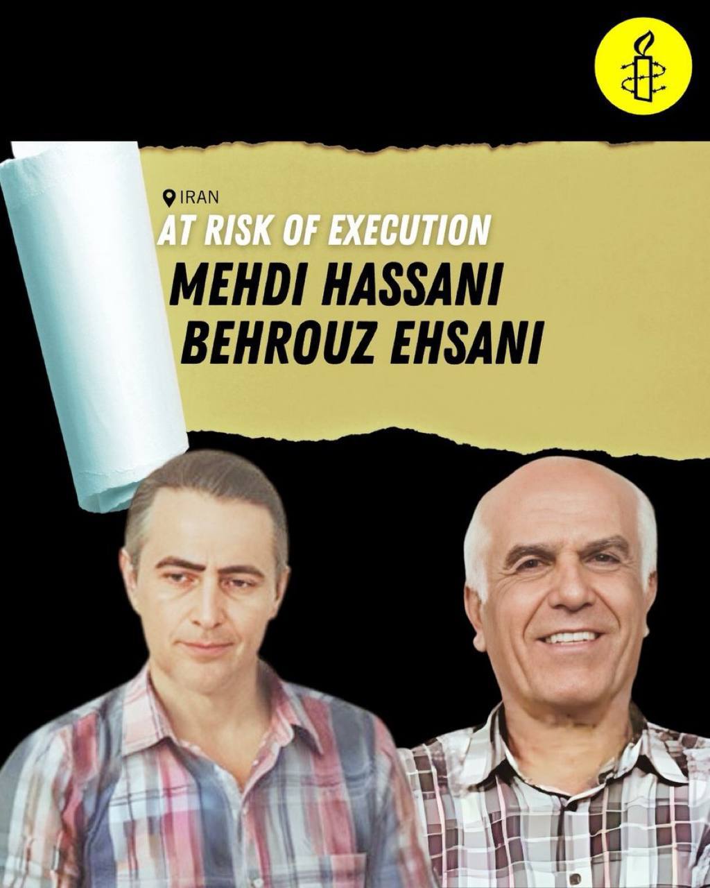 هشدار عفو بین‌الملل در مورد اعدام قریب الوقوع  دو زندانی سیاسی
