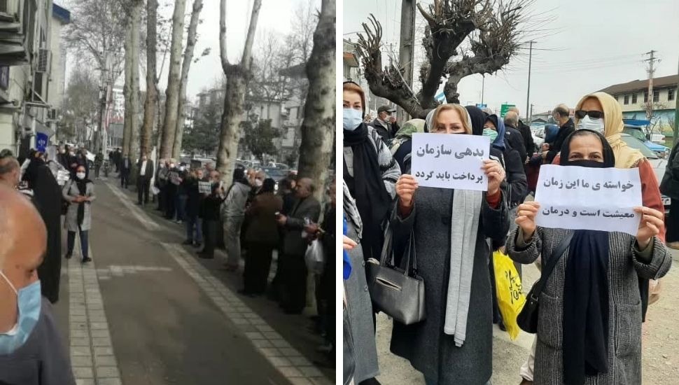 تجمع اعتراضی بازنشستگان تامین اجتماعی در رشت